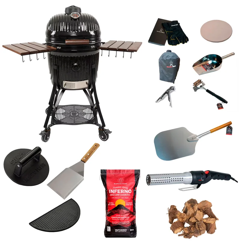 Kamado Sumo Icon Large kamado-grill med stort tilbehørspakke - Sort | KitchenOne