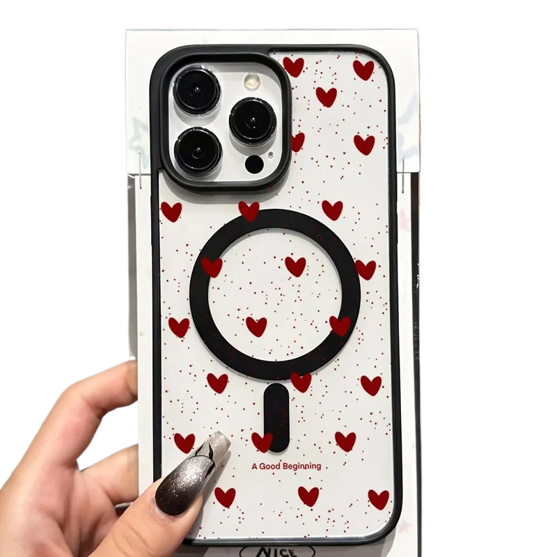AliExpress - Simpele Hartjes Polka Dot Transparante Case voor Magsafe iPhone 14 Pro Max 17 15 14 11 13 12 ProMax Plus Cases Draadloos Opladen TPU 