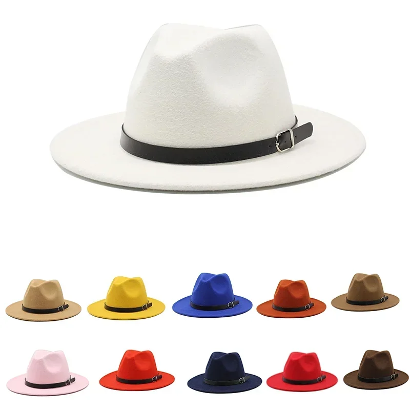 AliExpress - Chapeau fedora pour hommes et femmes, chapeau fedora universel de couleur unie, 21 couleurs, chapeau de jazz à large bord, automne et 