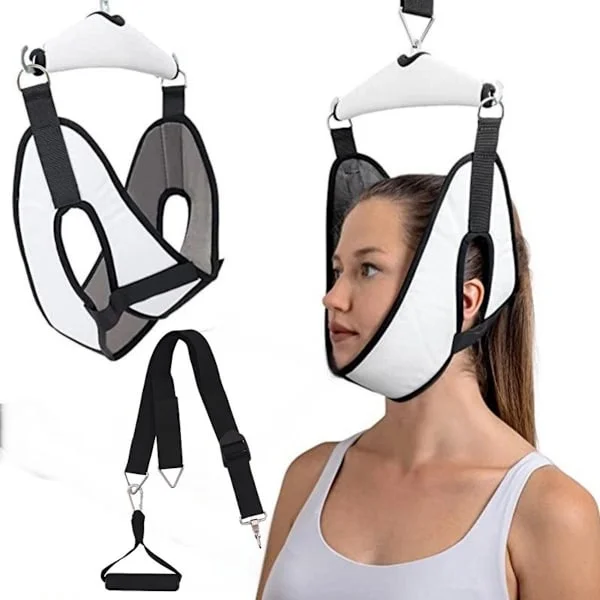 Dual Ratchet Neck Stretcher - Cervikal Traktionsenhed til Smertelindring, Bærbar Fysisk Terapi til Hjemmet, Dørstøtte til Diskusprolaps