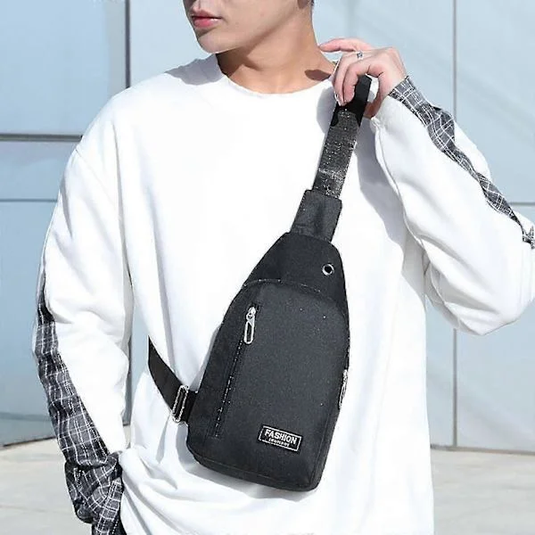 Small Sling Bag Crossbody Chest Shoulder Water-Resistant Sling Handbag One Strap Travel Bag For Men Women Boys With Headphone Hole A