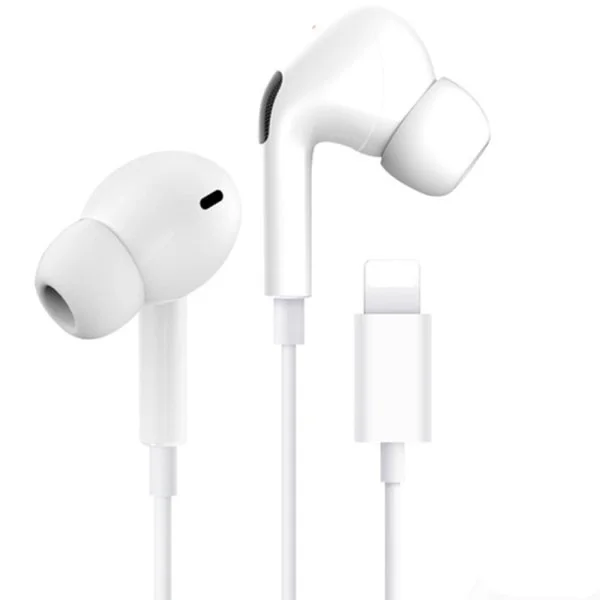 TG Kompatibel med iPhone Hodetelefoner med Lightning-kontakt og Mikrofon, Bluetooth-kompatible Kablede Hodetelefoner, Klar Lydkvalitet, Hvit
