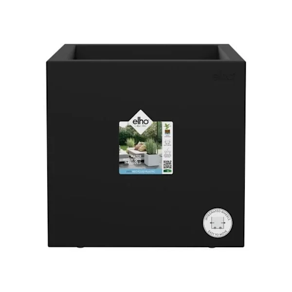 ELHO Kukkaruukku Vivo Next Square 30 - Ø 30 x K 29 cm - Sisätiloihin, Ulkotiloihin - 100% kierrätetty - Musta