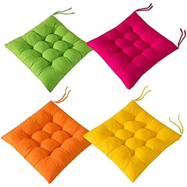 Set med 4 sittdynor 40x40 cm - Dynor för matstolar - Ortopedisk sittdyna - Med dynöverdrag - Dynor för matstolar