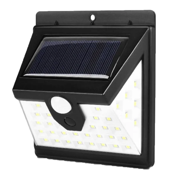 Solcelle Hagelys - Sett med 4 Utendørs LED Spotlights - Solcelledrevne Lys med Bevegelsessensor - Vegglamper med 40 Høyeffekts LED