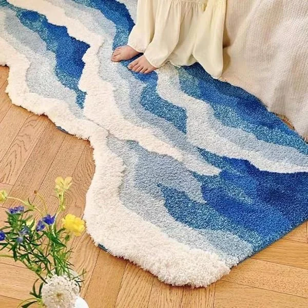 ING Wavy Hairy Bedroom Rug, Fluffy Rug, Bathroom Mats, Bath Mats (31.5 x 19.7 inches)
