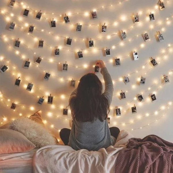 Set fotoklämma ljusslingor LED foto ljusslingor med genomskinliga klämmor