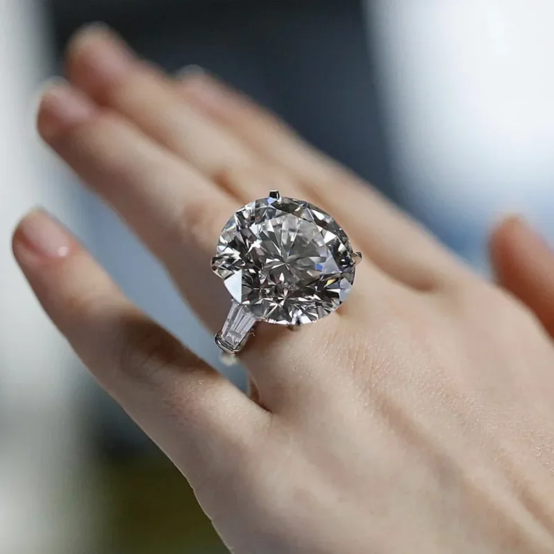 AliExpress - Bague Solitaire en diamant de laboratoire, coupe ronde, 6ct, en argent Sterling 925, bague de fiançailles, de mariage, pour femmes, 