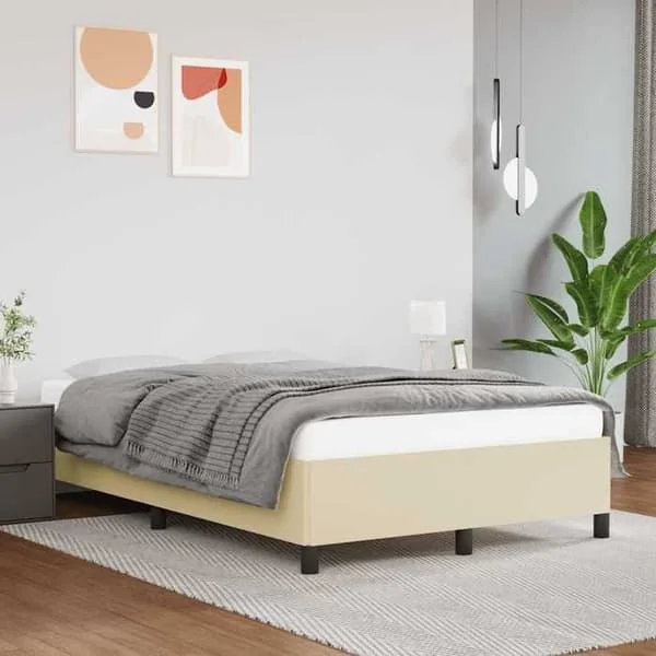 vidaXL Sängram crème 120x190 cm konstläder, säng, sängbotten, säng i konstläder, sovrumsinredning, dubbelsäng, 3269647