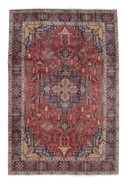 Tabriz Matta Handknuten 195X289 Mörkröd/Svart