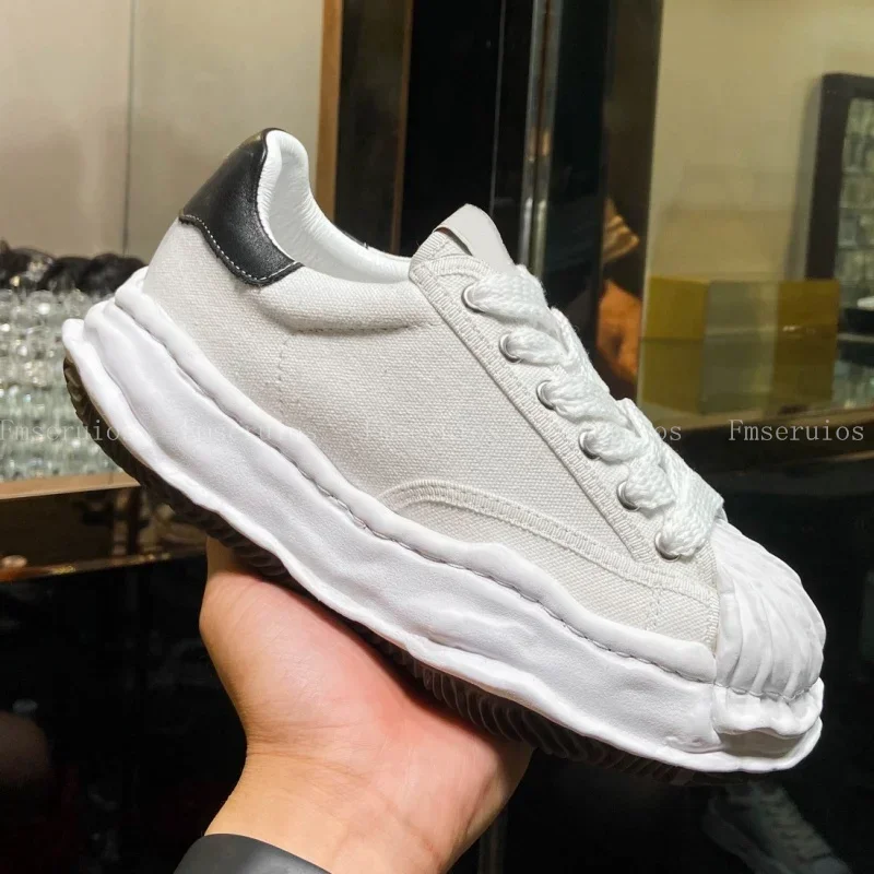 AliExpress - Casual Shoes Sneakers Men Women Round Toe Lace Up Thick Sole Canvas Concise Comfort Flat Irregular Fashion Design Walking Shoes