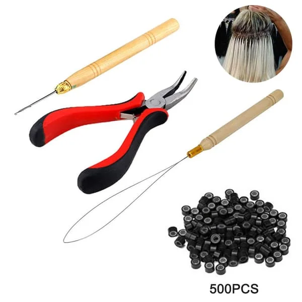 4 i 1 sett 500PCS Micro Ring Sett Micro Rings Loop Needle Micro