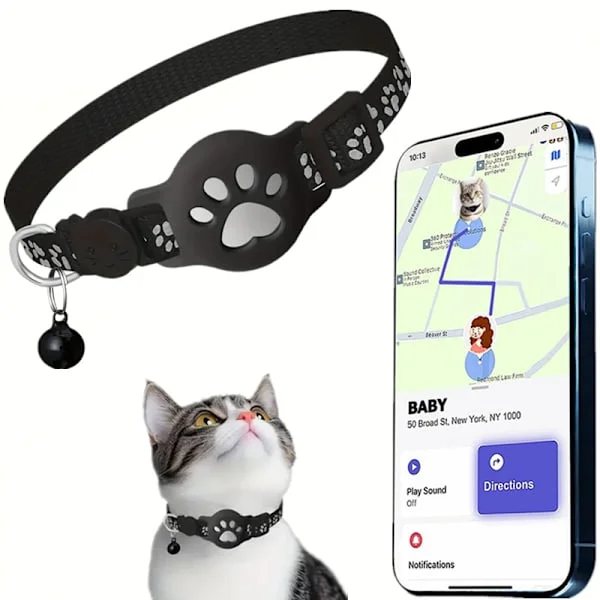 Pet Tracker, GPS Collar compatible with iOS, Apple Find My Tracker, Pet Tracker for Cat Tracker and Dog, Waterproof & Reflective