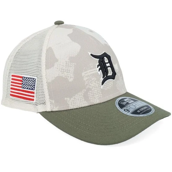 New Era - MLB Camo trucker Lippis - Detroit Tigers MLB Armed Forces Day 9FORTY Mc Stone/Olive A-frame Trucker @ Hatstore