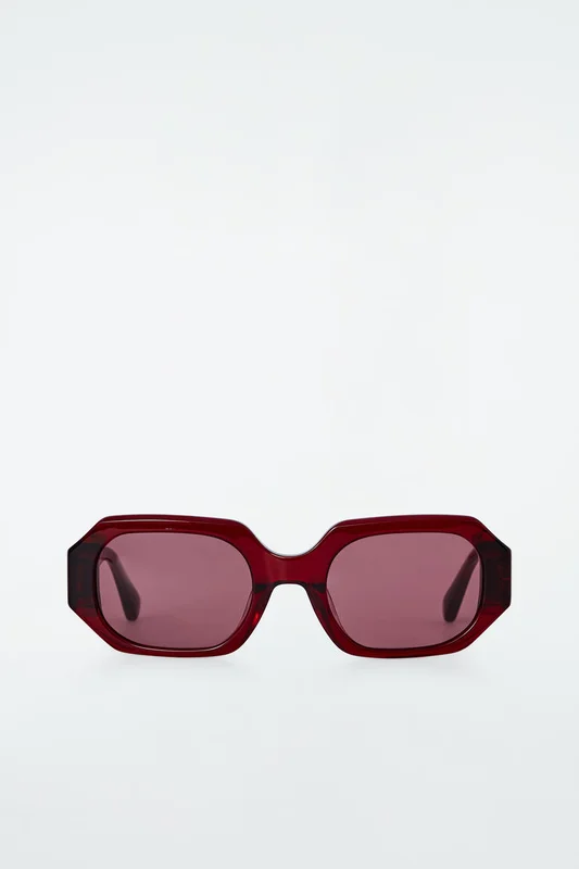 COS Women's Facet Sunglasses Rectangle in Red