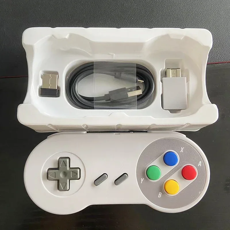 AliExpress - 2 contrôleur de jeu récepteur sans fil bouton coloré 2.4G manette Joypad Joystick Compatible pour SNES Mini PC Windows NS Switch
