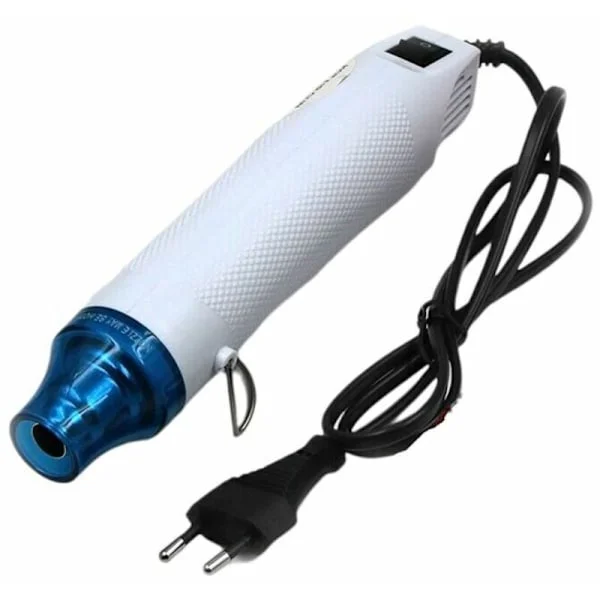 Mini kuumailmapuhallin 220V, kannettava kuumailmapuhallin kutistemuovaukseen, kutisteputkiin, epoksihartsiin, kohokuviointiin, tee-se-itse (valkoinen)