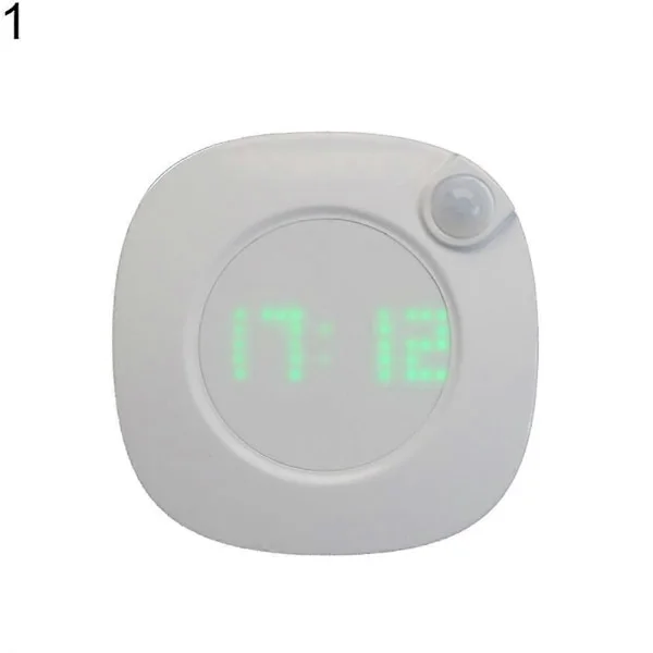 LED Bevegelsessensor Nattlys Digitalt Klokkeslett Soverom Baderom Lampe