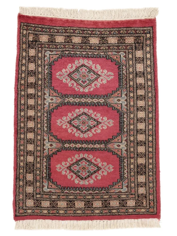 Pakistan Bokhara 2Ply Matta Orientalisk Mörkröd/Brun (Ull, )