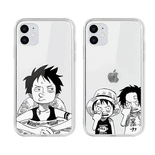 2-delt deksel for Apple iPhone 12 Pro, deksel for iPhone 12 6,1 tommer, støtsikkert mykt TPU silikonbeskyttelsesdeksel, Anime One Piece Luffy Ace 