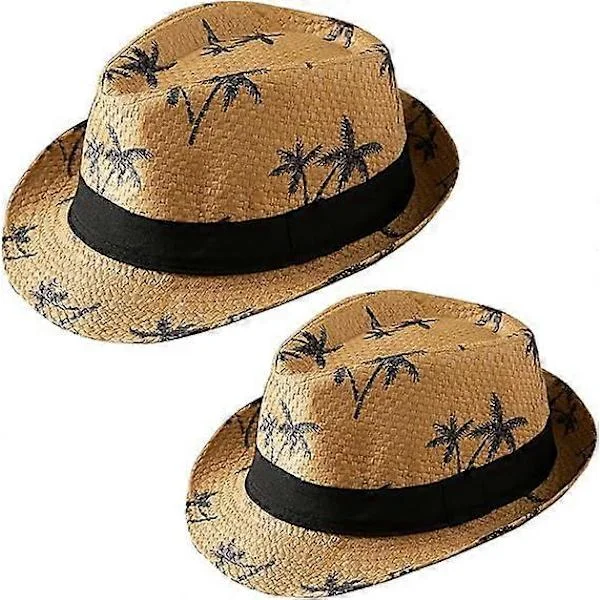 Familie Matchende Stråhatte Forældre-Barn Floppy Hat Rul Op Print Cap Sommer Strandhat til Kvinder Mænd Børn