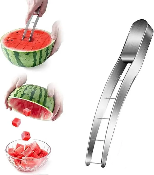 Vannmelon Skiver Kutter 304 Rustfritt Stål Melon Terning Skiver Fruktskjæring Raskt Sikker Fruktsalat Kutter Verktøy Skiver Utskjæringsverktøy