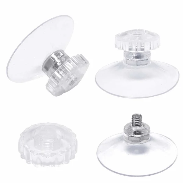 Sett med 30 sugekopper med gjenger og riflede muttere Ø 45 mm, transparent, for bil, camping, vindu, solskjerming