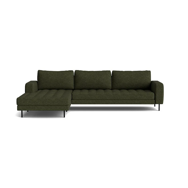 Venstrevendt Rouge XL chaiselong sofa - Monza Grøn - 310x185x89cm - Blød komfortabel sofa med vendbare ryghynder & pulverlakerede ben - Ideel til 