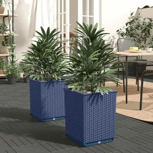 vidaXL Planter 2 st, Blomlådor, Växtkrukor, Blomlådor Trädgård Terrass Patios Utomhus, Blå Grå 30x30x37 364180