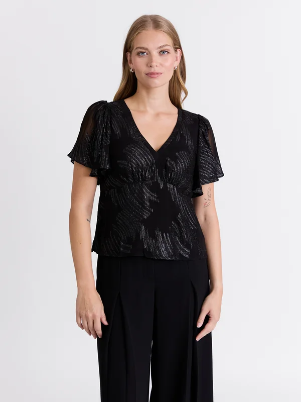 MATCH - Jamina bluse - Donna - Str. 40 - Dame - Skjorter & Bluser - Svart - 80% Viskose,20% Metall