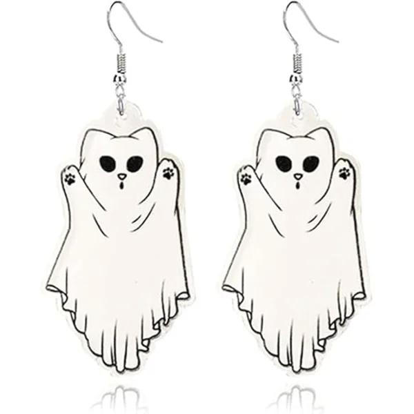 Halloween Söta Spöke Pumpa Örhängen för Kvinnor Tecknad Katt Spindel Örhängen Halloween Akryl Örhängen Roliga Örhängen
