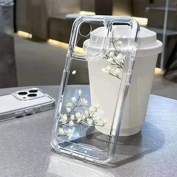 Blomfodral kompatibelt Samsung A54 5G Fundas Samsung Galaxy S24 S23 Ultra S22 A34 A53 S21 FE A33 A52 A15 A35 Silikon Transparent Skal