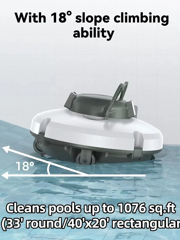 AliExpress - Redkey S100 Kabelloser Roboter-Poolreiniger 130 Min. Laufzeit 100 m2 Mit zwei Motoren und Selbstparkfunktion, 5200mAh Akku für 