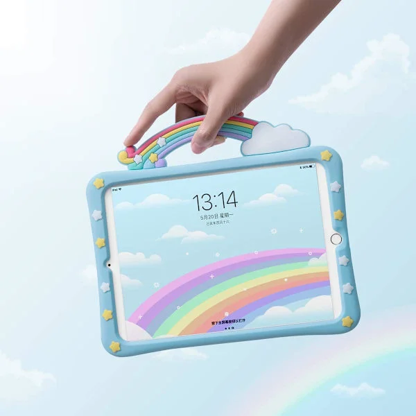 iPad Mini 5 2019 5. sukupolven iPad Mini 7,9 tuuman kotelo, iskunkestävä pehmeä silikoninen takakansi + sisäänrakennettu jalusta, söpö sarjakuvakotelo