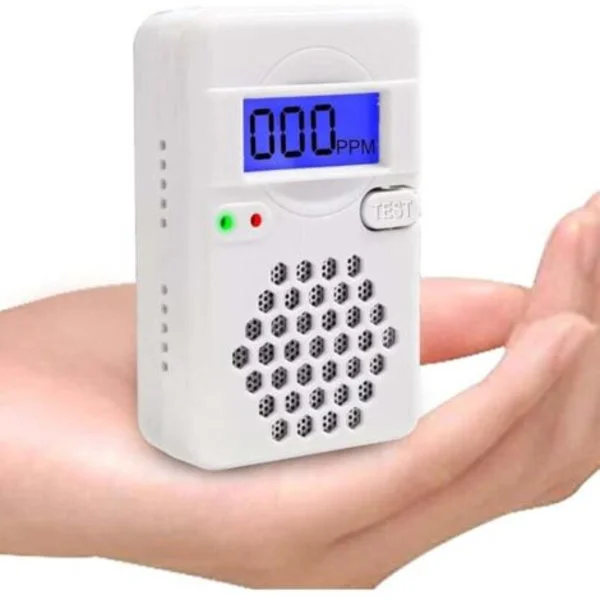 Kolmonoxiddetektor med digital LCD-skärm, CO-detektor med utbytbart batteri, teståterställningsknapp, indikator för lågt batteri, bärbar,