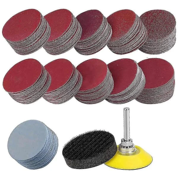 200 stk. sliberondeller sæt, 50 mm velcro-papir med skum poleringsrondel, korn sliberondeller Fo