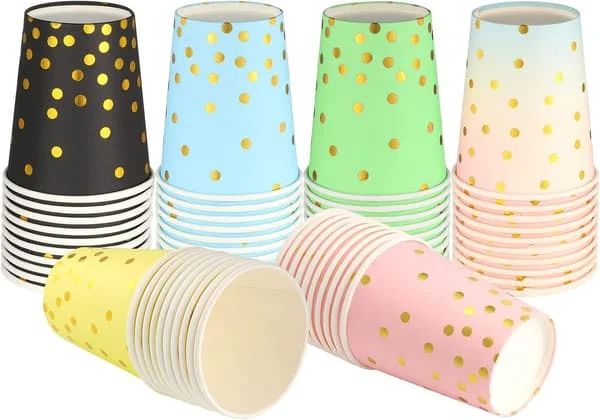 60 stycken pappersmuggar 9 oz Partymuggar, Engångsmuggar, Biologiskt nedbrytbara för DIY Halloween Julhelg Bröllop