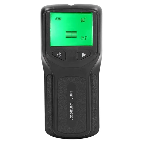 5 i 1 Stud Finder Wall Scanner Sensor - HD LCD-skärm, trä, AC-tråd, Center, Edge (svart)