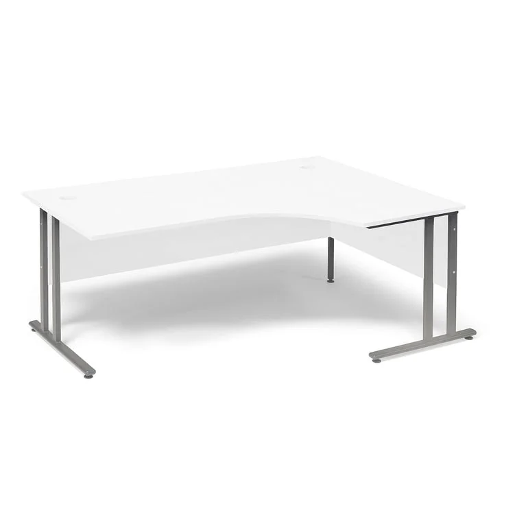 Hjørneskrivebord, innsynsskjerming, høyre, L1800 B1200 H720 mm, hvit laminat