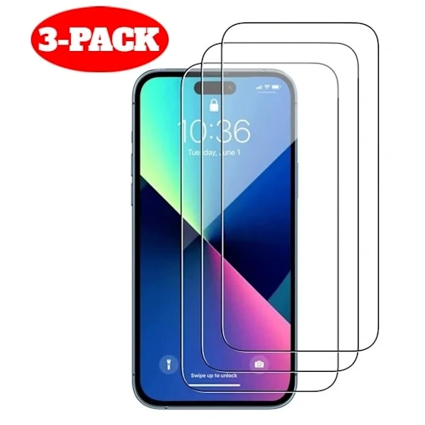 iPhone 15 Pro Max Skärmskydd i Härdat glas - 3-PACK