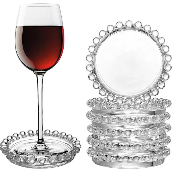 Glasunderlägg Set om 10, Snygga Hållbara Lättrengjorda Underlägg för Kök Matsal Vardagsrum Uteplats Soffbord, 9,5 x 9,5 cm Klar