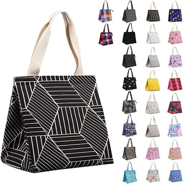 Insulated Lunch Bag for Women, Durable Wide Open Collapsible Portable Lunch Tote with Inner Pockets, Water Resistant Thermal Lunch Cooler for Adult