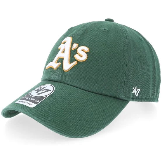 47 Brand - MLB Vihreä unconstructed Lippis - Oakland Athletics Clean Up Dark Green Dad Cap @ Hatstore