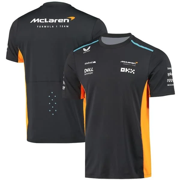 Yhteensopiva McLaren Uusi F1-ajopuku Oranssi Lyhythihainen Toppi T-paita Tiimi Miesten Urheilupaidat Musta XL