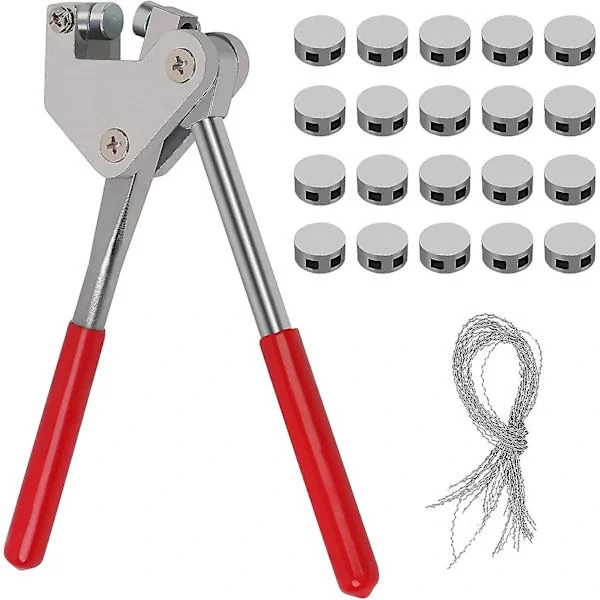 Plomberingstangsæt Rød Blyplombe 10mm Plasthåndtag (1x Plomberingstang + 20 X Blyplomber + 20 X Plomberingstråd)-E_tfrf