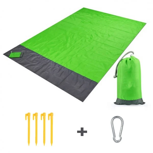 (Grön + Grå)Picknickmatta - Strandmatta - 200 x 210 - Picknickfilt - Vattenavvisande - Utematta - Vattentät - Fällbar - i