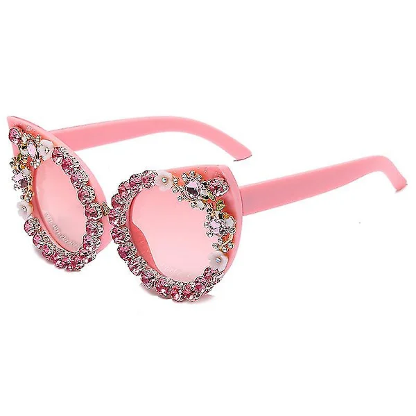 Oversized Diamant Solbriller Dame Rhinestone Cat Eye Solbriller Retro Dame Shiny Fest Solbriller