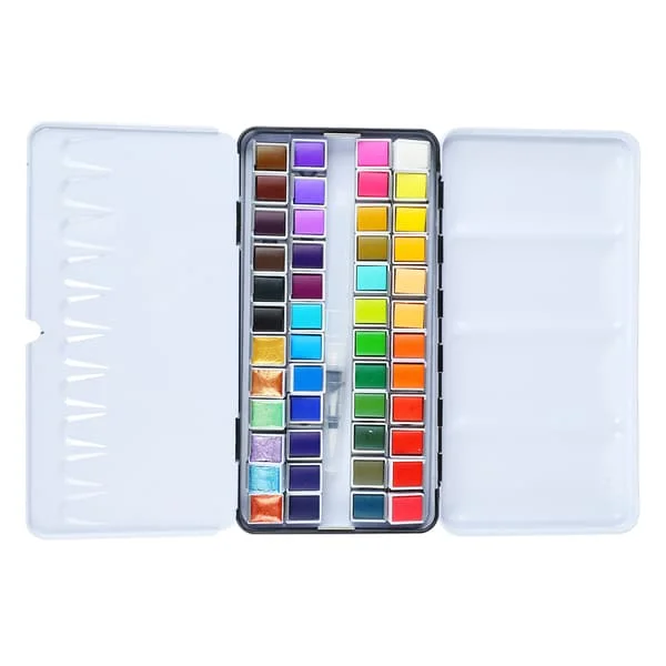 Watercolor Paint 48 Colors High Saturation Correct Transparency Watercolor Paint Set with Brush Paper for Painting