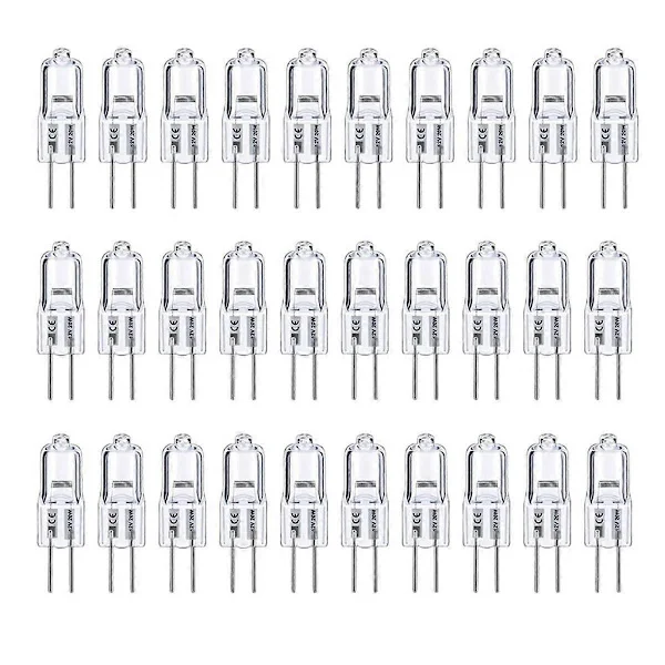 G4 Glödlampa, 30-pack Halogen G4 12V 20W med G4 Bi-Pin Sockel, Högeffekts G4 Lampa 12V 300LM för Skåpbelysning - [JUN]