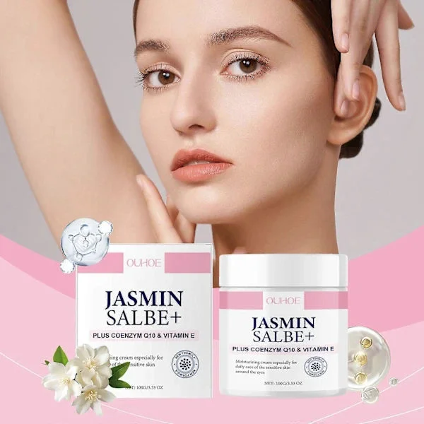Jasmine øyekrem Aktiv Jasmin og Kollagen øyekrem, Oppstrammende og Anti-rynke øyekrem for å lysne fine linjer og mørke ringer